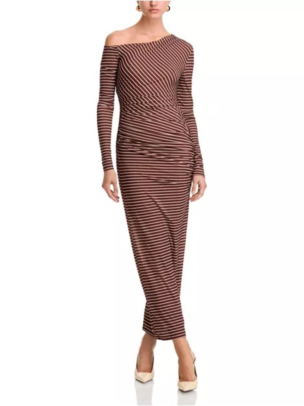 Ronny Kobo Annamaria Dress in Cocoa & Ecru Stripes